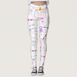Briefmarke Reiseziele Farbiges Muster Leggings