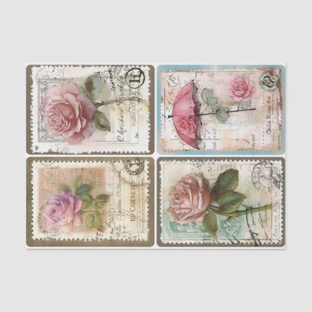 Briefmarke Rose Seidenpapier (Vorderseite)