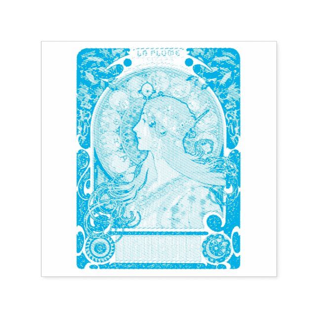 BRIEFMARKE RUBBER: ALPHONS MARIA MUCHA : LA PLUME PERMASTEMPEL (Design)
