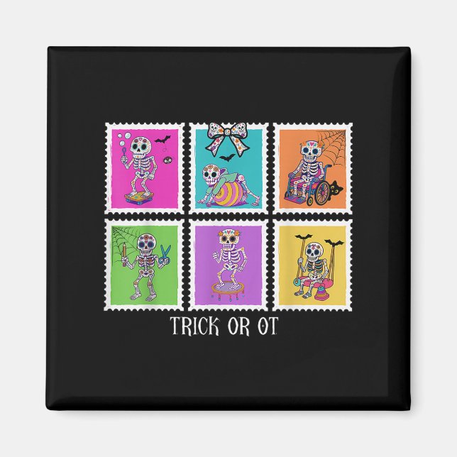 Briefmarke Trick oder Ot Berufskrafttherme Skelett Magnet (Vorne)
