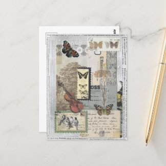 Briefmarke Vintag Ephemera Decoupage Postkarte