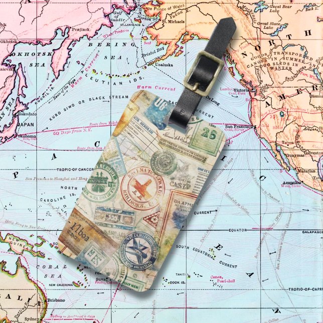 Briefmarke Vintag Gepäckanhänger (Von Creator hochgeladen)