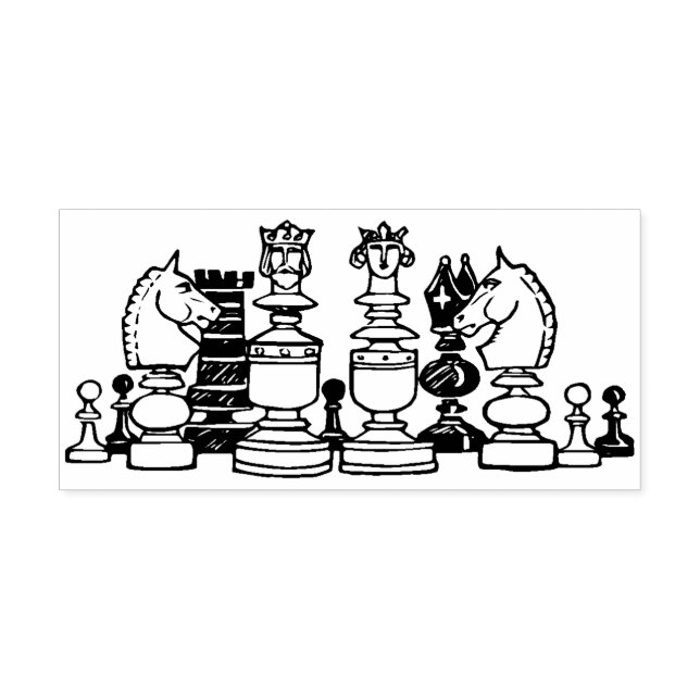 Briefmarke von Schachfiguren Gummistempel (Prägung)