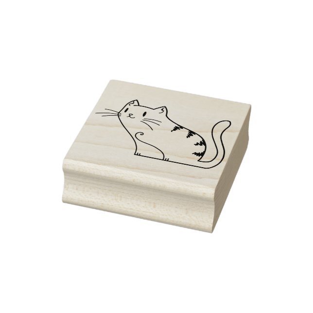 Briefmarke von Tabby Cat Illustration Gummistempel (Stempel)