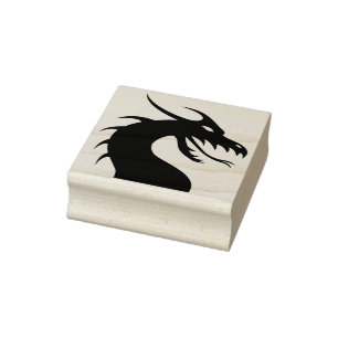 Briefmarke zur Silhouette des chinesischen Drachen Gummistempel