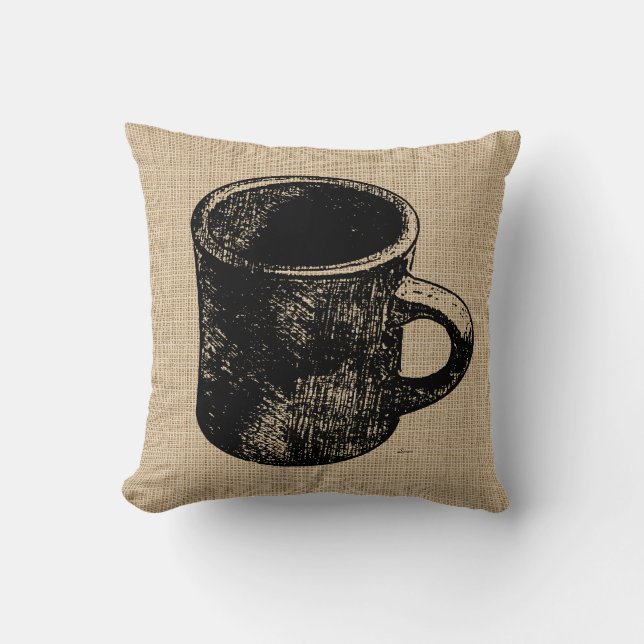 Briefmarken-Blick-Kaffee-Tasse Kissen (Vorderseite)