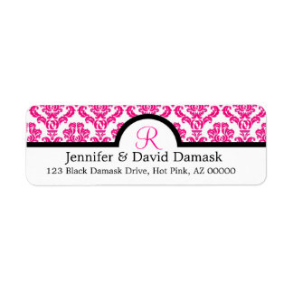 Briefmarken für die Hochzeitadresse Damask Monogra