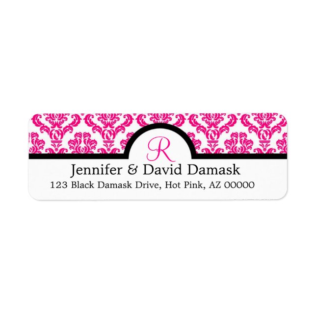 Briefmarken für die Hochzeitadresse Damask Monogra (Vorne)