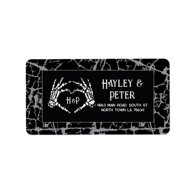 Briefmarken für Hochzeitaufkleber Skelettherz Adressaufkleber (Vorne)