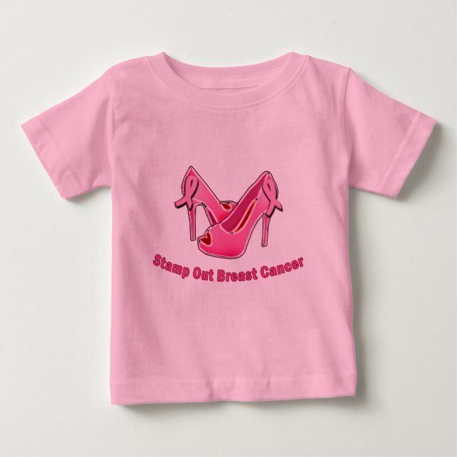 Briefmarken-heraus Brustkrebs-Stiletts Baby T-shirt (Vorderseite)
