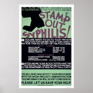 Briefmarken-heraus Syphilis 1940 WPA Poster