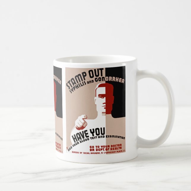 Briefmarken-heraus Syphilis und Gonorrhöe Kaffeetasse (Rechts)