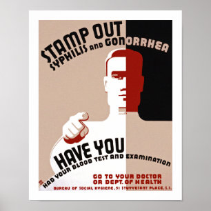 Briefmarken-heraus Syphilis und Gonorrhöe Poster