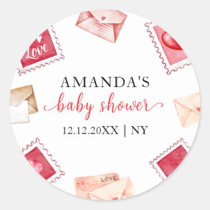 Briefmarken-Schatz Valentins-Baby-Party Runder Aufkleber