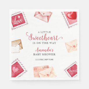 Briefmarken-Schatz-Valentinstag-Baby-Party Serviette