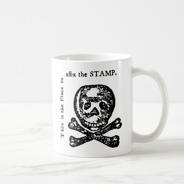 Briefmarken-Taten-Satire Kaffeetasse (Rechts)