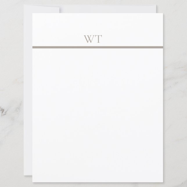 Briefpapier mit Monogramm und Taupe-Strich (Vorderseite)