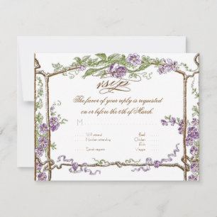 Briefstil Vintage Faux Bois Gitterrost Lila RSVP Karte