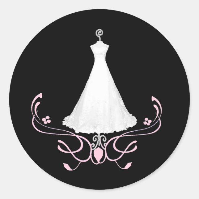 Briefumschlag für das Hochzeitskleid Runder Aufkleber (Vorderseite)