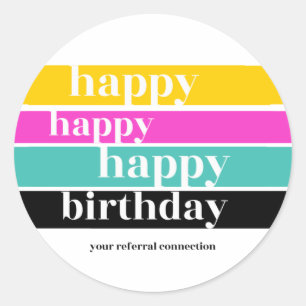 Briefumschlag "Happy Birthday" Runder Aufkleber