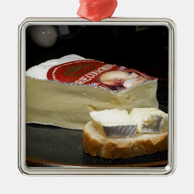 Briekäse-Käse-Entwurf Silbernes Ornament (Vorne)