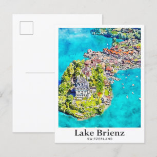 Brienzer See Schweiz Reisen Wasserfarbe Postkarte