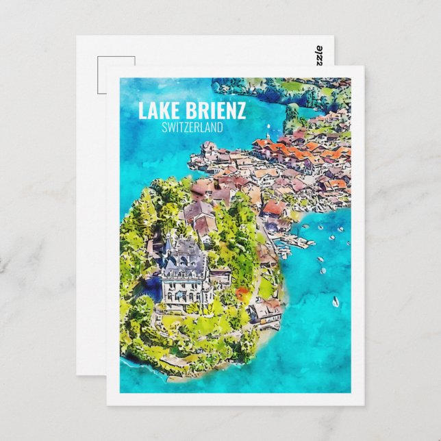 Brienzer See Schweiz Reisen Wasserfarben Sketch Postkarte (Vorne/Hinten)