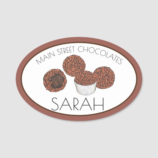 Brigadeiro Brazilian Chocolate Candy Bake Sale Namensschild (Vorderseite)