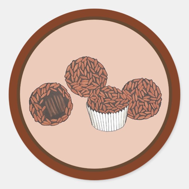 Brigadeiros Brazilian Chocolate Truffles Dessert Runder Aufkleber (Vorderseite)