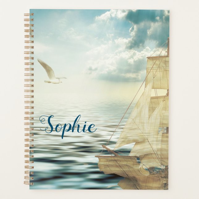 Brigantine Sailboat & Seagulls Planer (Vorderseite)