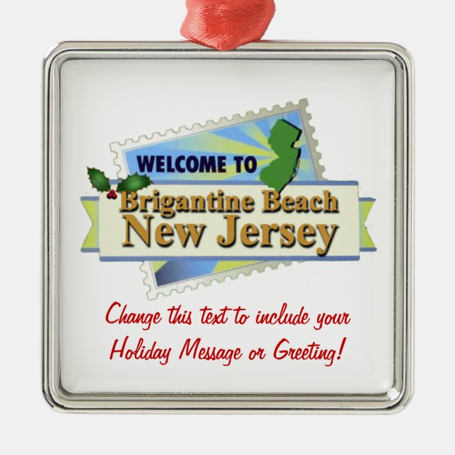 Brigantine-Strand NJ Silbernes Ornament (Vorne)
