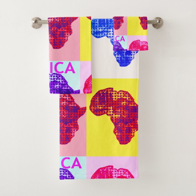 Brighed Your Bath: Afrika Scheckte Pop Kunsthandtu Badhandtuch Set (Insitu)