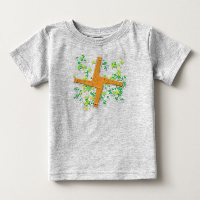 Brighid Cross mit Blätter Baby T-shirt (Vorderseite)