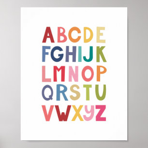 Bright ABC Unisex Kids Room Wall Art Plaque Poster