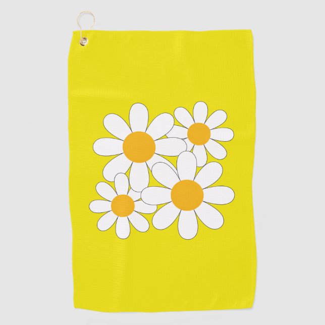 Bright and Bold Daisy Golfhandtuch (Vorderseite)