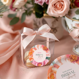 bright and bold vibrant floral bridal shower runder aufkleber