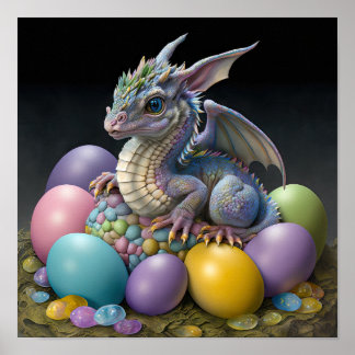 Bright and ColorFul Easter Dragon Print Poster