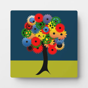 Bright and Colorful Mechanical Gear Tree Fotoplatte