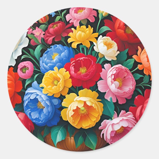 Bright and colorful roses runder aufkleber (Vorderseite)