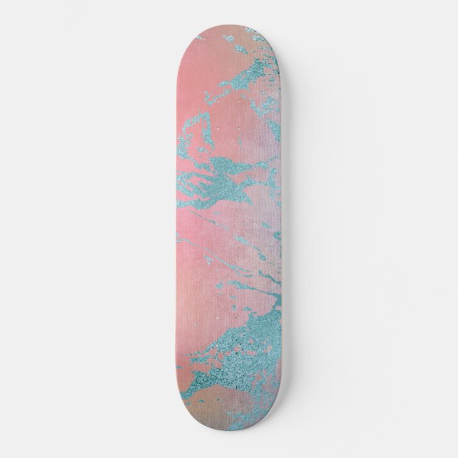 Bright Apricot Blue Foil skateboard (Vorderseite)