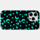 Bright Aqua Blue Alien Heads in Outer Space Case-Mate iPhone Hülle (Back (Horizontal))
