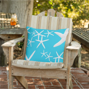 Bright Aqua Blue Starfish Muster Couchkissen Kissen Für Draußen