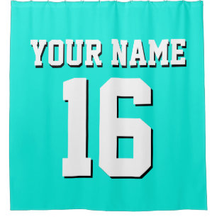 Bright Aqua White Sports Jersey Team Jersey Duschvorhang
