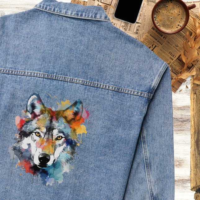 Bright Artistic Paint Wolf Jeansjacke (Von Creator hochgeladen)