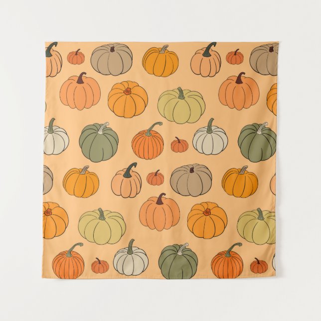 Bright autumn vintage seamless pattern background  wandteppich (Vorderseite)