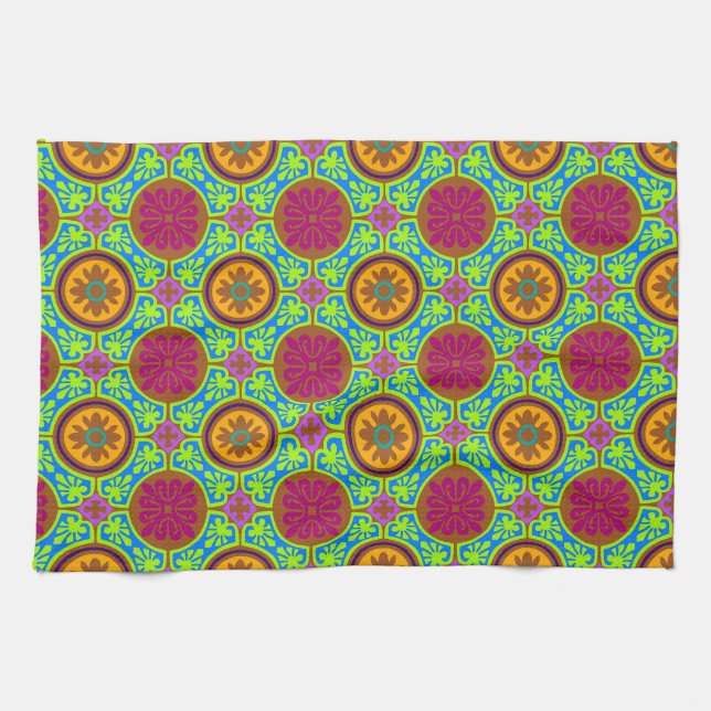 Bright Aztec Tile Geschirrtuch (Horizontal)
