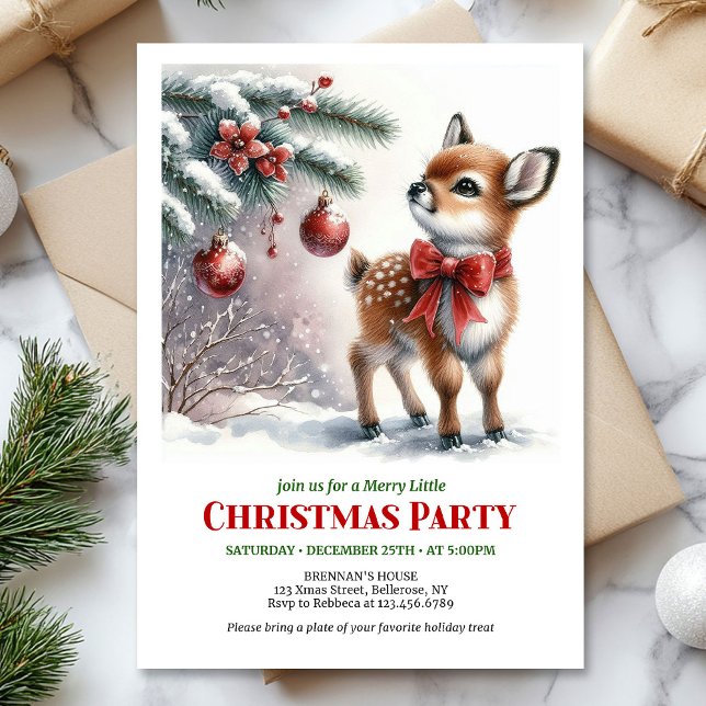 Bright baby fawn Christmas kids invitation digital Einladung (Bright baby fawn Christmas kids invitation digital download template)
