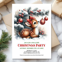 Bright baby fawn Christmas kids invite digital  Einladung