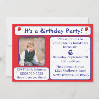 Bright Balloons & Confetti Geburtstag Einladung