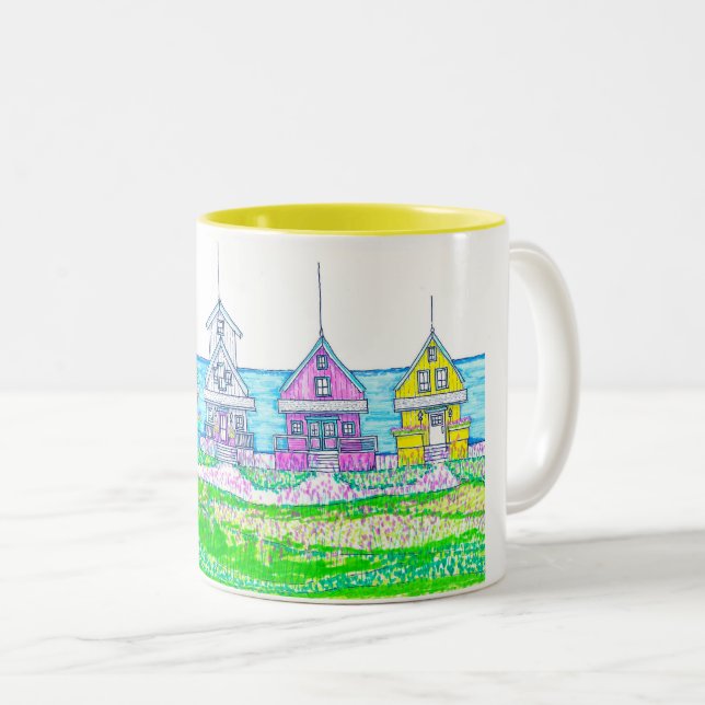 Bright Beach Cottage Mug Jaune (Devant droit)
